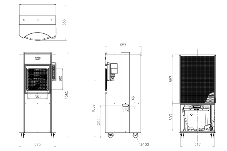 寸法 | 気化式冷風機 RKF506α | 気化式冷風機 RKFシリーズ | 気化式
